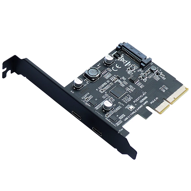 USB 3.1 PCIE Raiser Card Dual Reversible Gen 2 Type-C Ports PCI-E PCI Express X4 SATA 15Pin Connector 10Gbps Add On | Компьютеры и