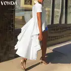 Блузка VONDA 2021, женские асимметричные топы с оборками, летние рубашки с асимметричным подолом, Женские Повседневные Вечерние Стильные топы, блузы