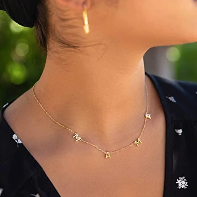 

Letter Mama Necklace Women Choker Gold Color Baby Mom Chain Charm Collier Mom Necklace Female Jewelry Mother's Day Gift