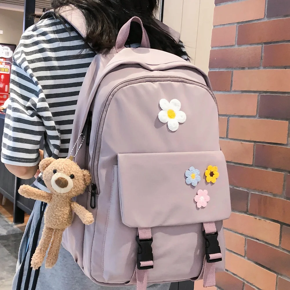Студенческий Рюкзак Kawaii для женщин модная симпатичная школьная сумка с цветами
