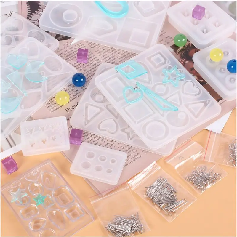 

DIY Crystal Epoxy Resin Mold Earrings Studs Ornament Pendant Casting Mould Craft