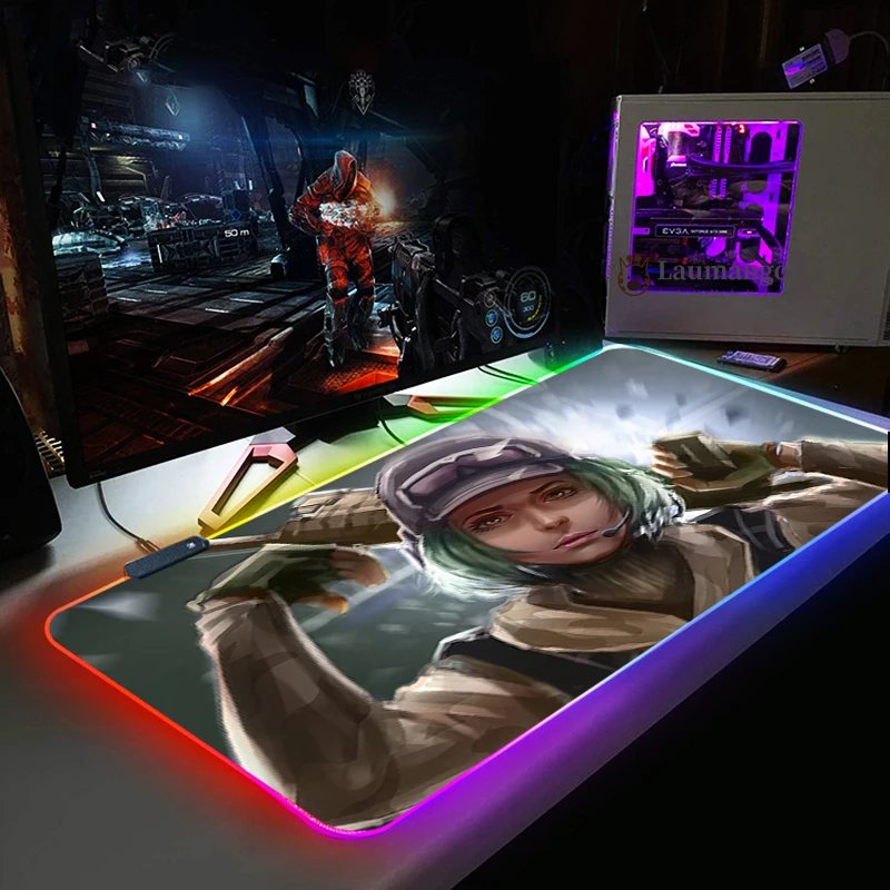 Высокое качество цветная (RGB) Мышь Pad Радуга шесть осада игровой большой