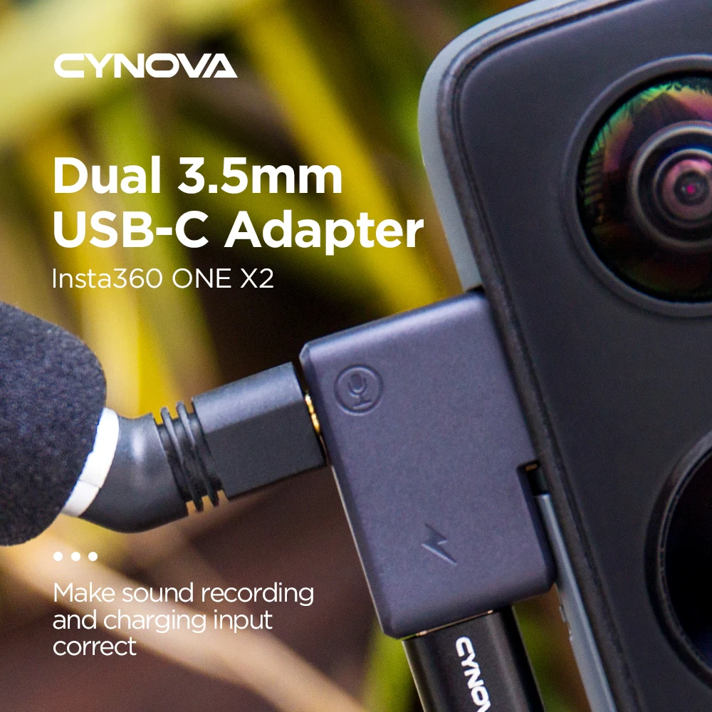 Аудиоадаптер CYNOVA для Insta360 ONE X2 микрофонный адаптер кабель зарядки one x2 панорамная