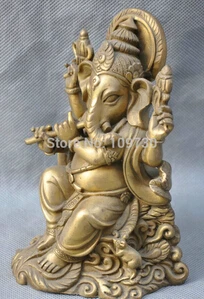Бесплатная доставка &lt&lt&lt 6 ''китайская тибетская буддистская слон Ганеш статуя бога богатства из бронзы|