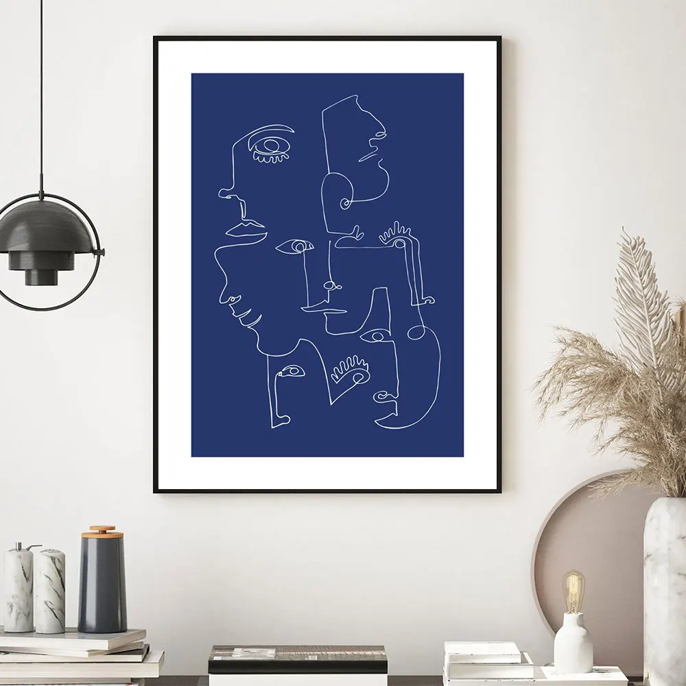 

Minimalist Wall Art Print Nordic Style Canvas Painting Abstract Line Art Face Poster Modern Pictures for Living Room Decoration