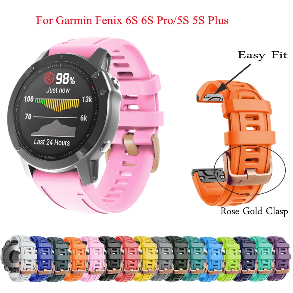 

New 20mm Watchband For Garmin Fenix 6S 6SPro 5S 5S Plus Silicone Band Fenix6S Fenix5S Watch Easyfit Wrist Straps Bracelet Correa