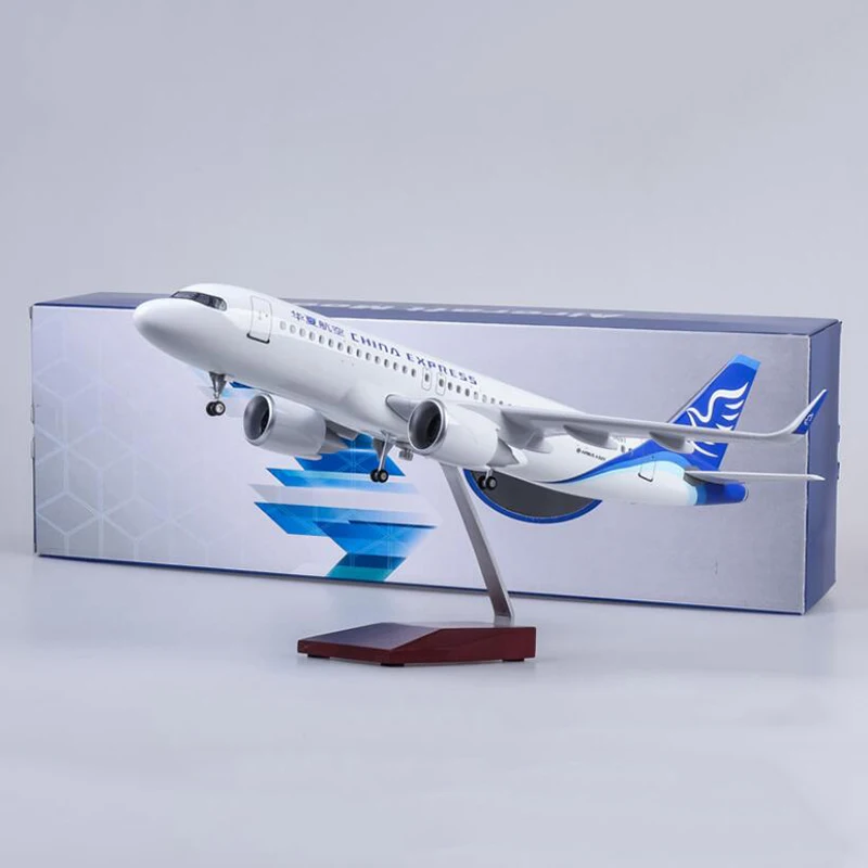 1/80 масштаб 47 см Китай экспресс самолет Airbus A320 NEO авиакомпания модель светодиодный свет и колесо шасси литье под давлением Смола самолет игрушка