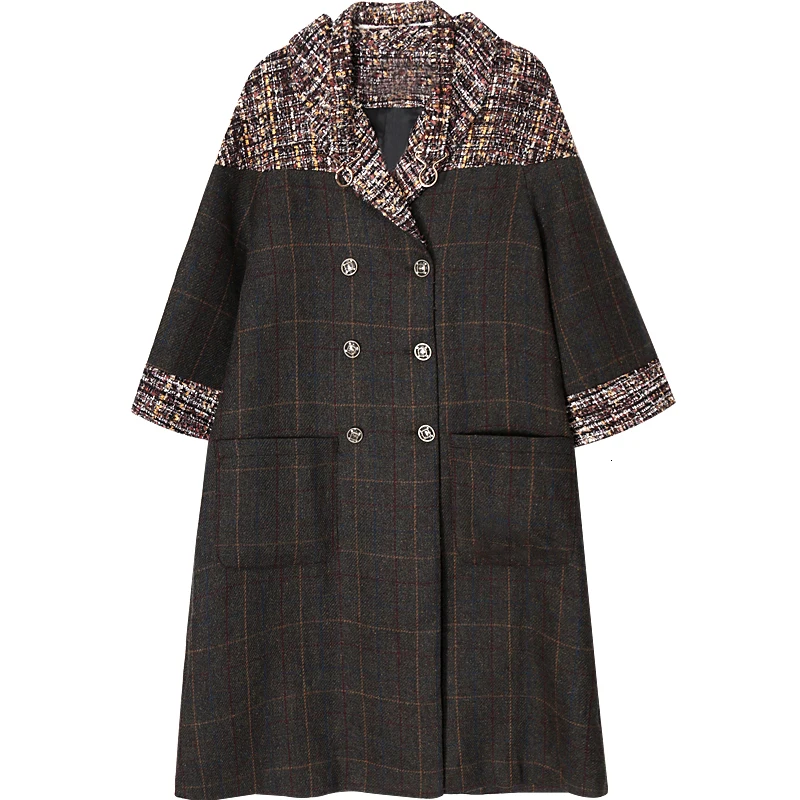 LANMREM 2019 новое осеннее и зимнее женское Ретро клетчатое твидовое стеганое