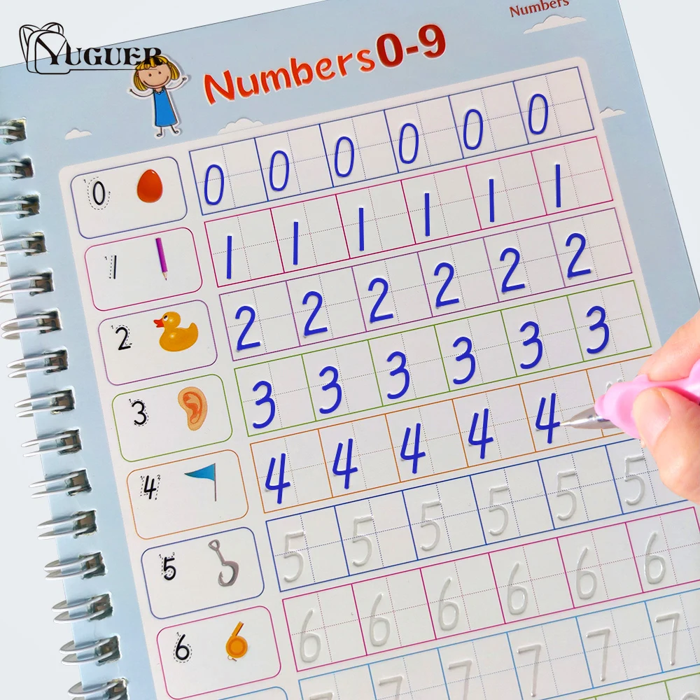 2021 quaderno 3D riutilizzabile per bambini per numeri di calligrafia 0-100 manuale di scrittura a mano apprendimento libro di matematica scrittura per giocattoli per bambini