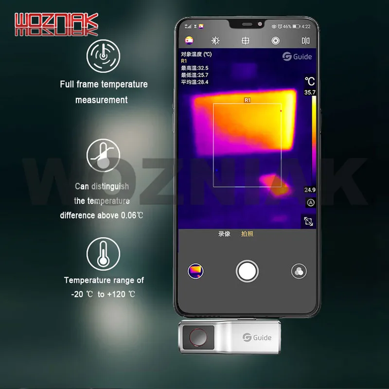 MobIR Air Thermal Imaging Camera Anti-peep Temperature Detection Imager Camcorder for Smartphone Type-C Android / IOS | Инструменты