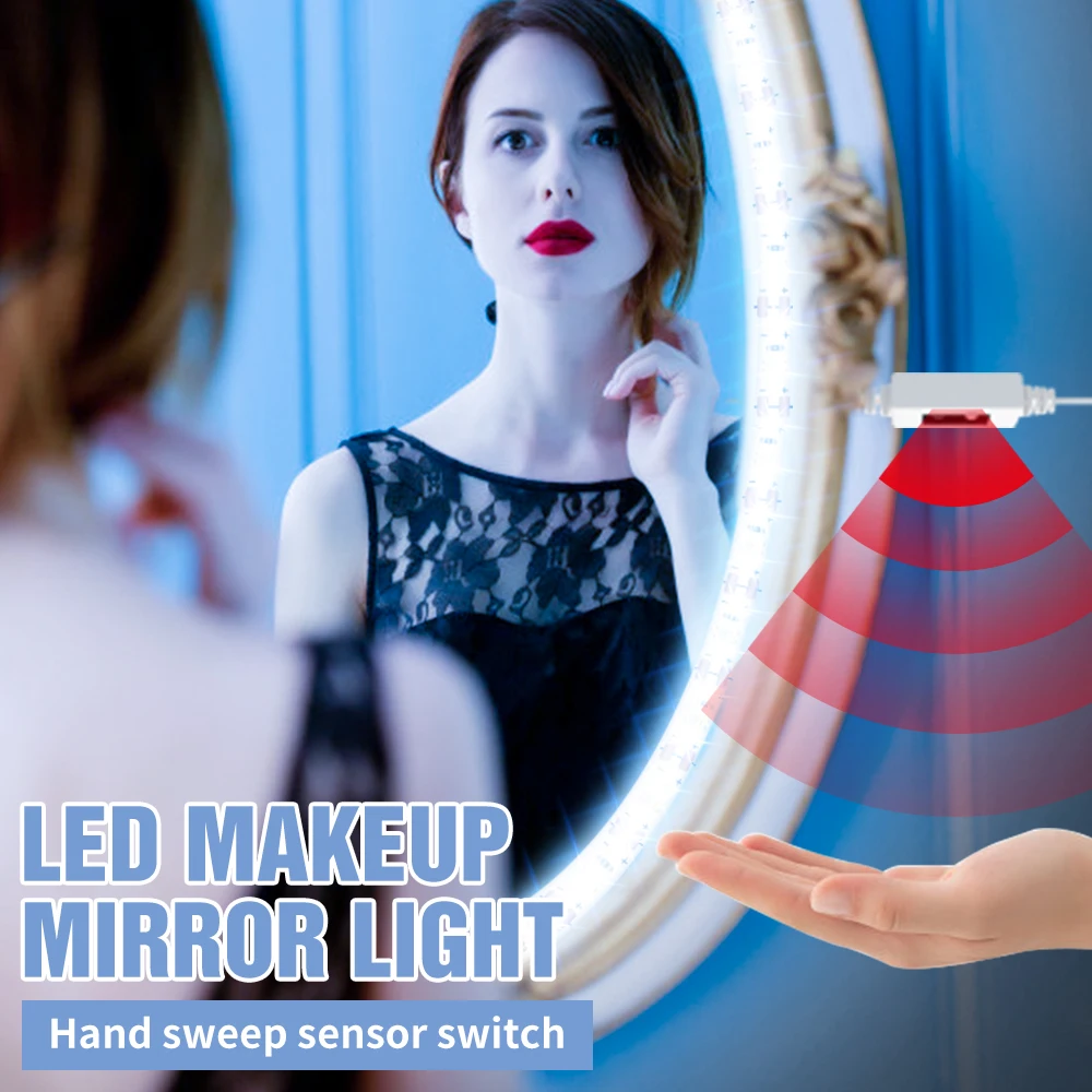

Makeup Mirror Light LED Dimmable Bulbs Hollywood Dressing Vanity Lamp 0.5 1 2 3 4 5M Bathroom Hand Sweep Sensor LED Light Strip