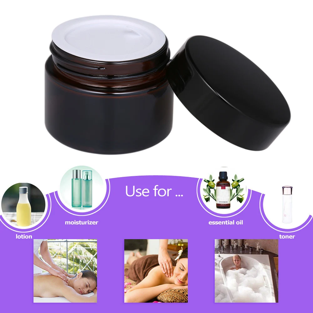 50 мл янтарная стеклянная банка для ухода за кожей кремовый многоразовый бутылка