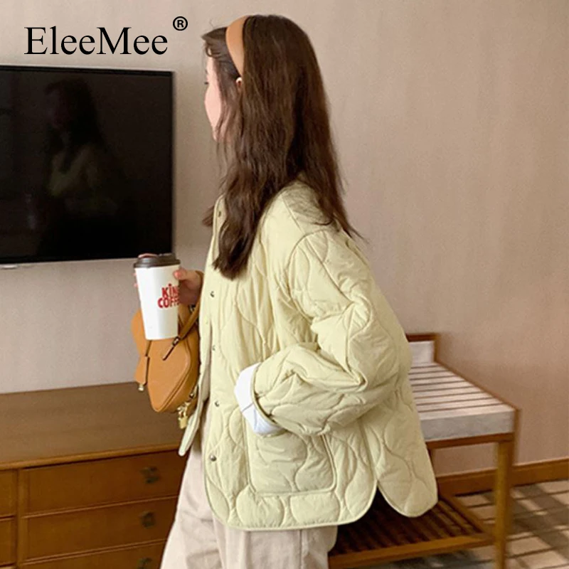 

Женская однобортная куртка EleeMee, однотонная Повседневная однобортная куртка с рисунком ромбиками, Осень-зима 2022