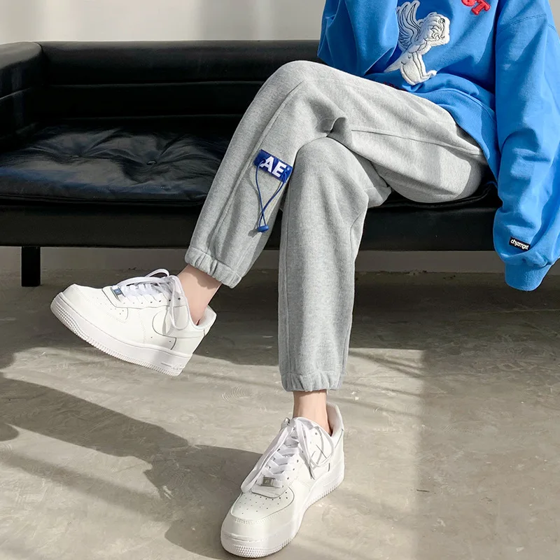 

CGC 2021 Autumn New High Waist Casual Woman Pants Harajuku Solid Cotton Sweatpants Loose Straight-leg Female Trousers Slacks