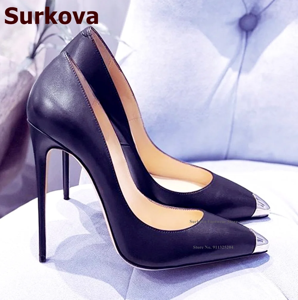 Женские туфли-лодочки на высоком каблуке Surkova черные туфли без застежек с матовым