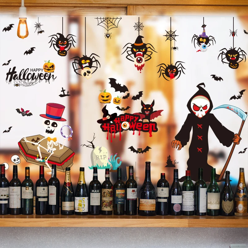 Наклейка на окно Хэллоуин сделай сам наклейки стену с летучими мышами тыквой