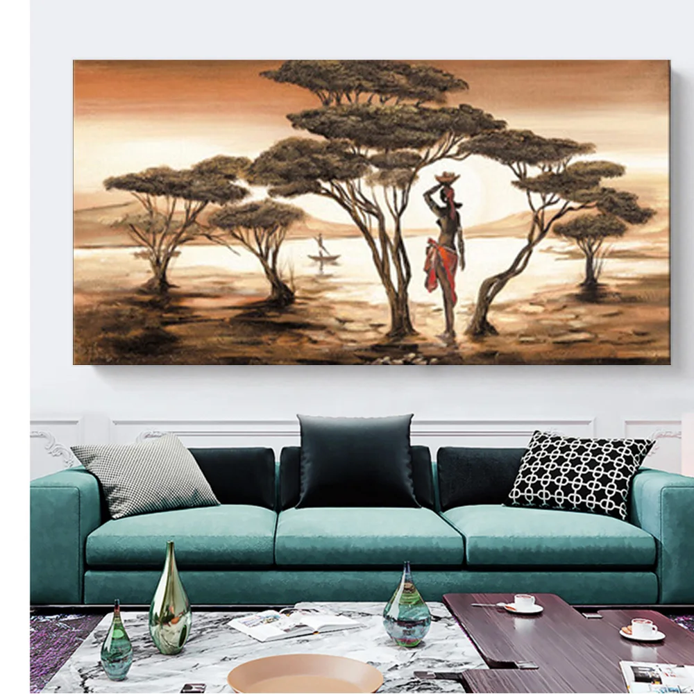 Украшение для гостиной в скандинавском стиле живопись с деревом Африканская