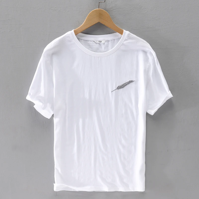 

Designer black t shirt men linen brand t-shirt for men casual fashion t shirts male o-neck comfortable t-shirt male camiseta