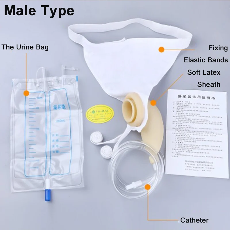 Urine Collection Set Urinal Bag Latex Pee Holder Bedridden Patients Urination Catheter Bags For Man Female Urinary Incontinence | Красота и
