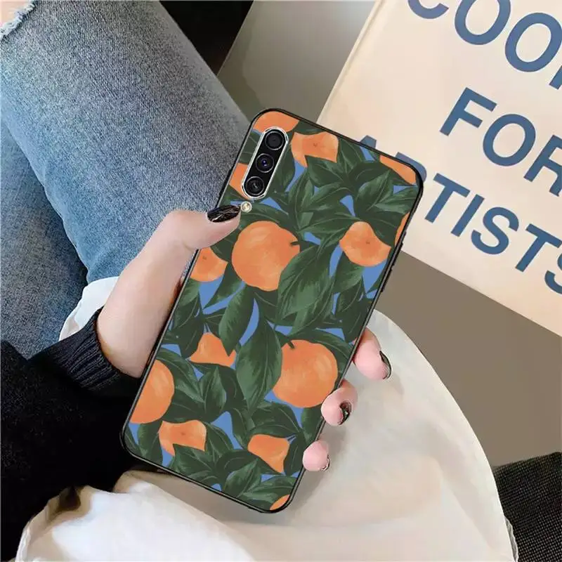 

Summer green leaves fruit lemon peach Phone Case For Samsung galaxy S 9 10 20 A 10 21 30 31 40 50 51 71 s note 20 j 4 2018 plus