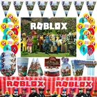 Игрушка-робот Robloxed, украшение на день рождения, набор посуды, бумажная тарелка, чашка, соломенные вечерние Ринок, латексный шар, украшение для будущей мамы