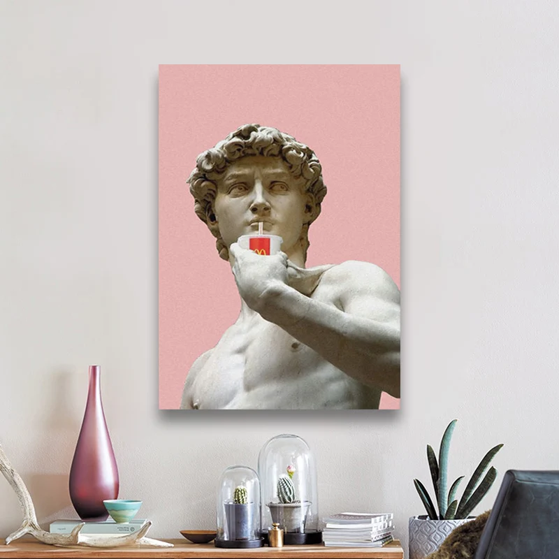 

David statue funny art portrait aesthetics Home Kids living Room Frame Decor Print Poster Painting Wall Art Framed Wooden Canvas