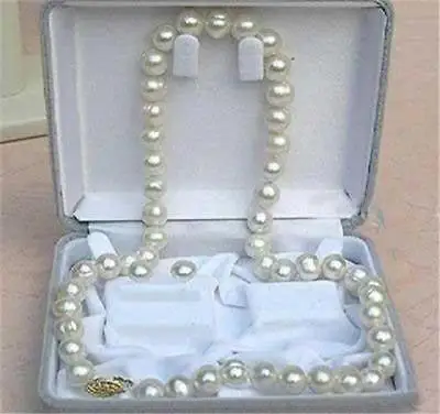 

NEW 8-9mm White Akoya Cultured Pearl Necklace Earring 18" NO BOX