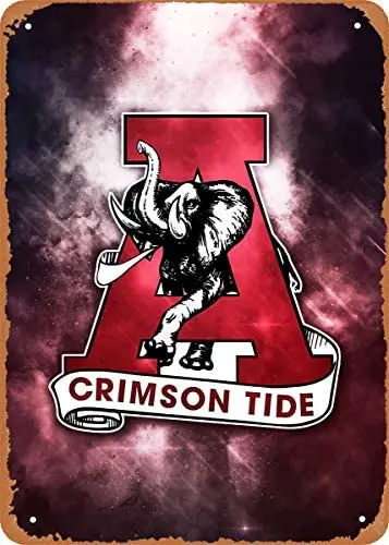 

Vintage Look Metal Sign NCAA Alabama Crimson Tide 8"X12" Tin Plate Wall Decor