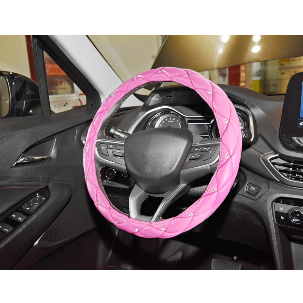 

MUCHKEY Brand For Chevrolet Silverado 2020 Car Steering Wheel Cover New Diamond Leather Anti-Slip Auto Accessories Interior