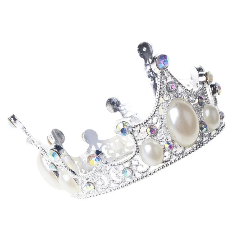 

Baby Luxury Rhinestone Pearl Crown Mini Tiara Headband Princess Birthday Decor