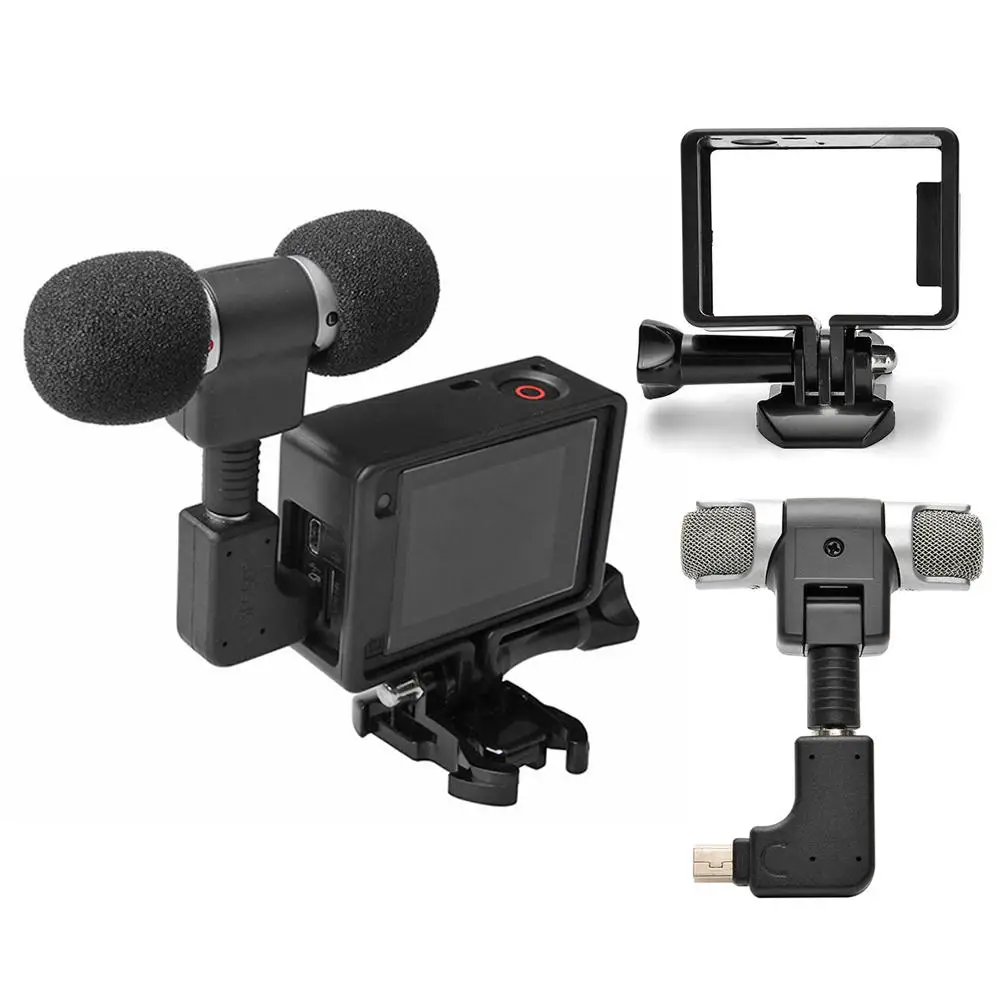 Стерео микрофон с защитным чехлом 3 5 мм микрофоном для камеры GoPro Hero 3/3 +/4 без шума