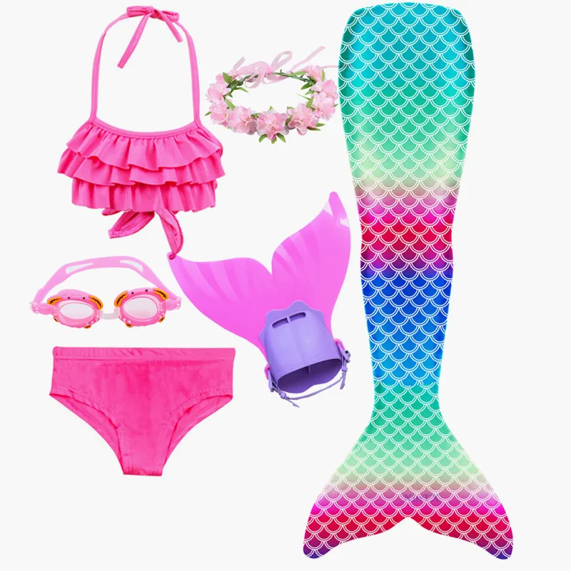 Купальный костюм с хвостом русалки для девочек купальный плавником купальник