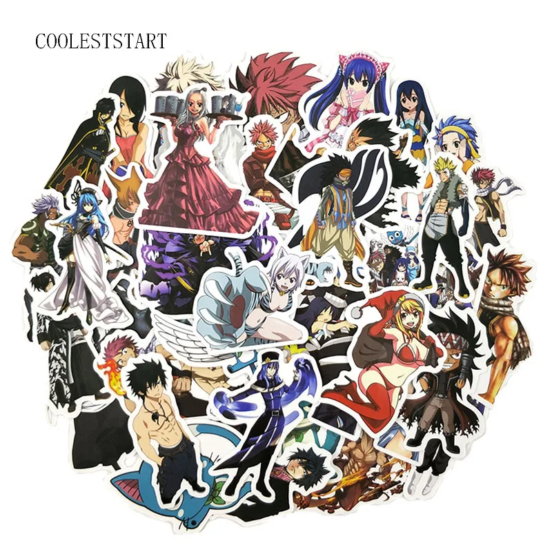 10/52Pcs/pack Fairy Tail Stickers Japanese Comics For Laptop Luggage Motorcycle Skateboard luggage Guitar Cute Style | Игрушки и хобби