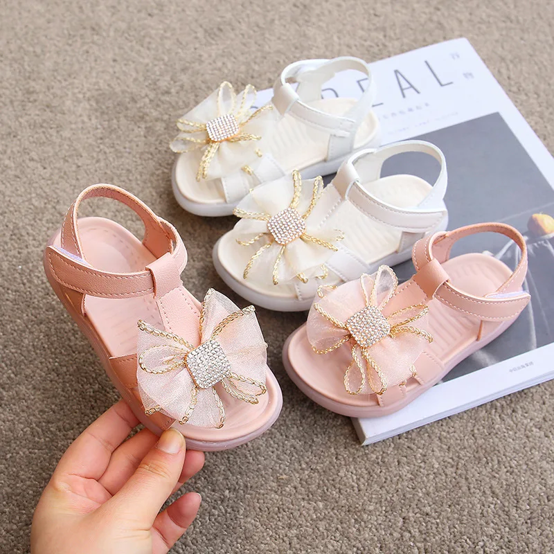 

1-6 Toddler Beach For Children'S Sandals For Baby Girl Dress Elegant Summer New Fashion Rhinestone Flowers Shoes For Kids 2021
