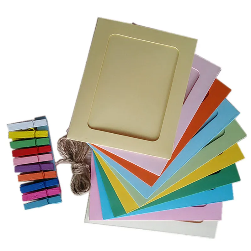 Wall Deco DIY Creative Mini Paper Photo Frame With Colored Clothespins And Twine room landscape wall photo frame A1 | Дом и сад