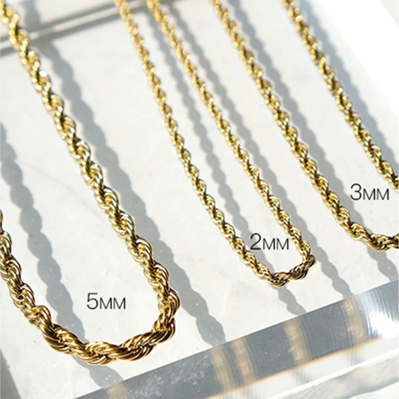 

Peri'sBox Gold Color Twisted Rope Chain Necklaces Chunky Wide Thin Chains Necklaces for Women Minimalist Necklace Instajewelry