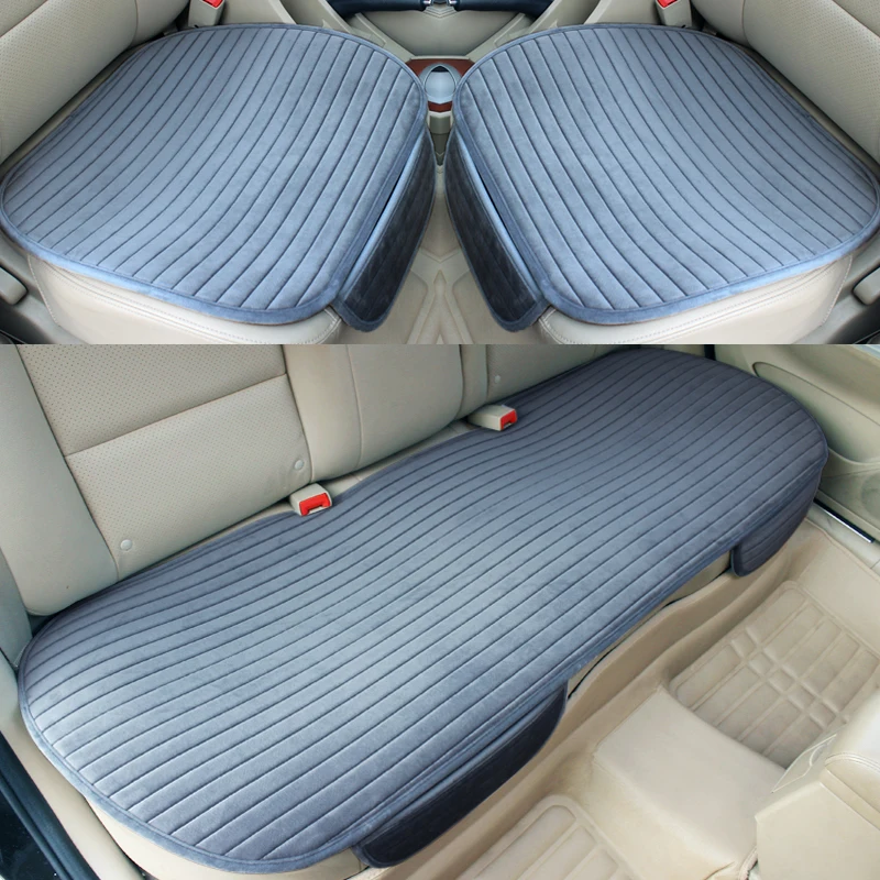 

3PCS/Set Car Seat Cover Front Rear Flocking Cloth Cushion Non Slide Auto Accessories Universa Seat Protector Mat Pad Keep Warm