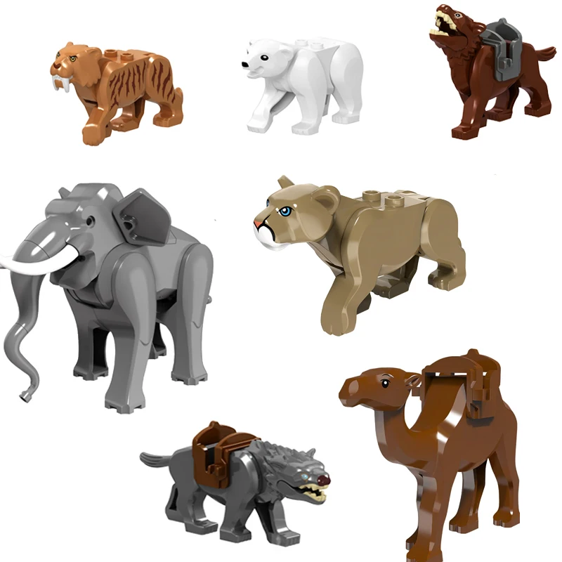 

Animals Movies City Building Block Polar Bear Bird Wolf Elephant Tiger Kids Toys For Children Compatible Animal Figures