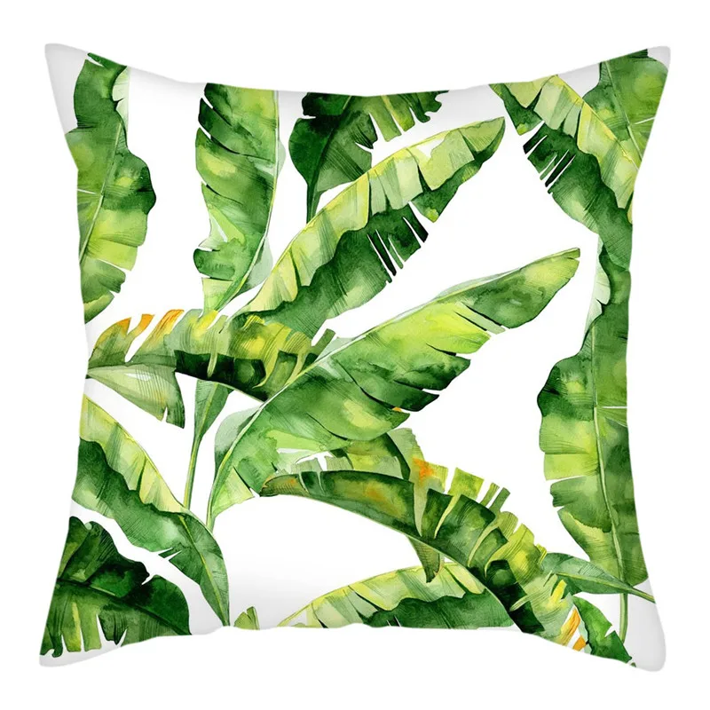 Чехол-наволочка Fuwatacchi из чистого льна с изображением пальмовых листьев