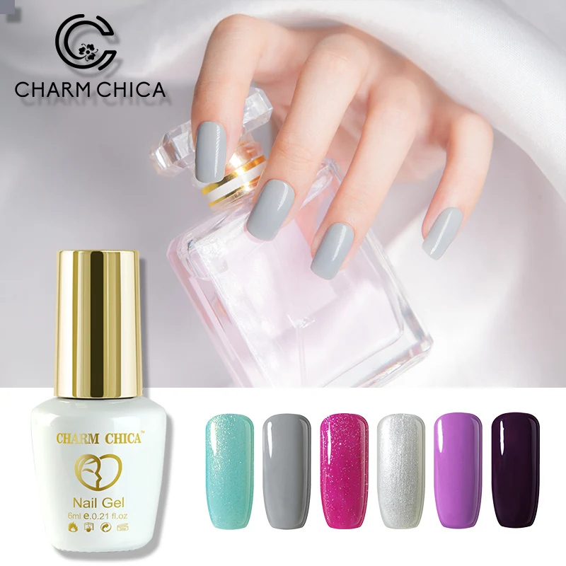 Charm Chica Гель лак для ногтей 6 мл серый цвет УФ светодиодный долговечные цвета