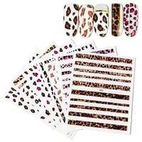 16 piece fashion leopard nail sticker 3d ultra thin waterproof personalized frosted pink leopard nail decoration applique