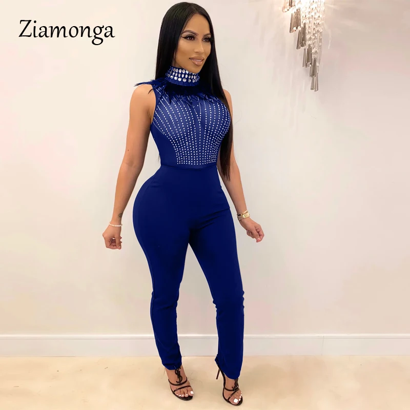 Ziamonga элегантный длинный брючный комбинезон для женщин Блестящий без рукавов с