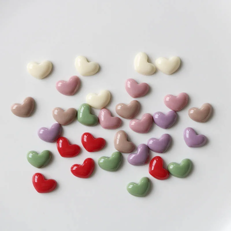 10 шт. 12 мм кабошон в форме сердца из смолы с плоским основанием для изготовления