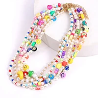 new bohemia handmade colorful rice beads imitation pearl necklace flower fruit chain necklaces choker women beach jewelry gifts