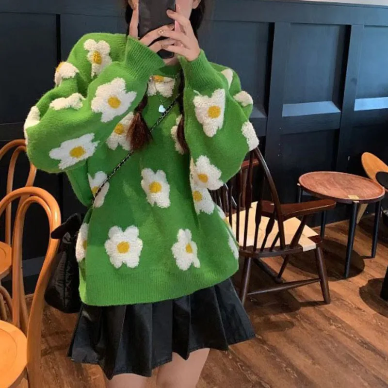 

Пуловер жаккардовый трехмерный с длинным рукавом для женщин