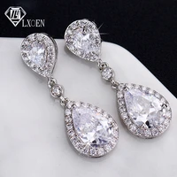 fashion water drop zirconia women drop earrings with silver color top quality cz crystal wedding earrings for gift accessories