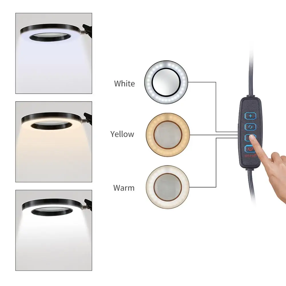 Освещение светодиодный 5X увеличительная лампа с зажимом хэндс фри