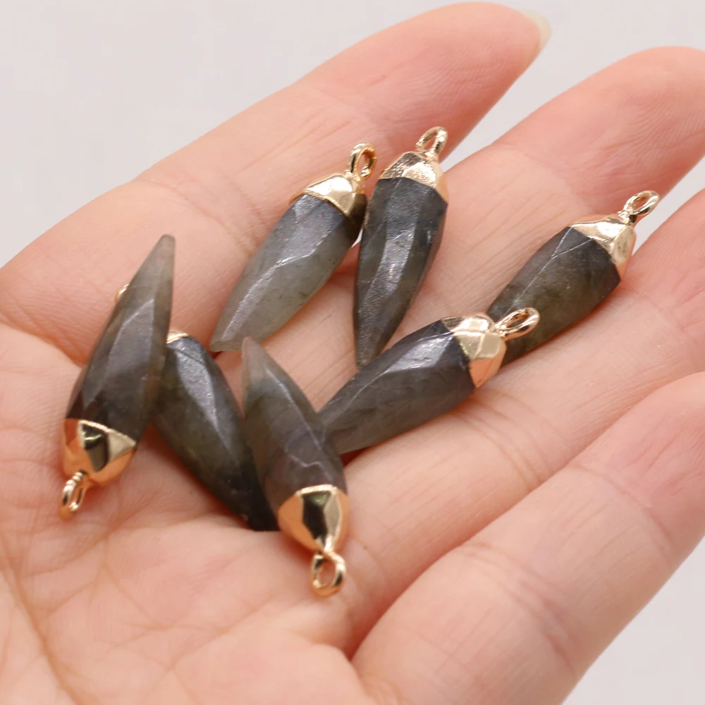 

Natural Black Rutilated Quartz Rhombus Gilt Edge Pendants Charms for Necklace Earrings Jewelry Making Women Gift Size 8x25mm