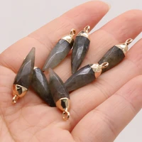 natural black rutilated quartz rhombus gilt edge pendants charms for necklace earrings jewelry making women gift size 8x25mm