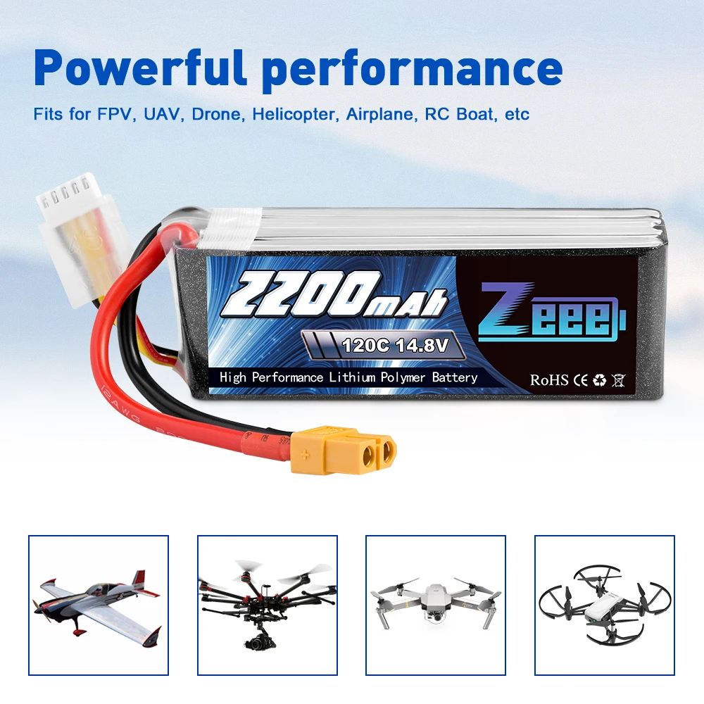 2 блока zeee 148 v 120c 2200mah 4s lipo батарея с разъе
